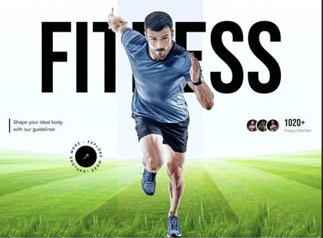 Runner moving through a bright green field